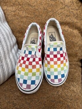Vans Checkerboard Slip-On Sneakers - Red, Yellow, Green, Blue, Purple checkered